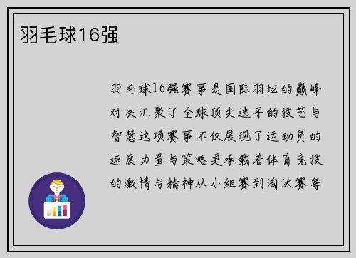 羽毛球16强